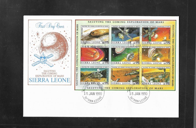 Sierra Leone 1990 Mars Exploration FDC's