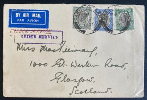 1934 Dar Es Salaam Tanganyika Airmail Cover To Glasglow Feeder Service