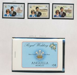 ANGUILLA - Sc 444-447,  set, S/S & Booklet - FVF MNH - Charles & Diana - 3 SCANS