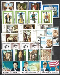 COLLECTION LOT 21653 AJMAN 25 MH STAMPS 1969 5 COMPLETE SETS CV+$22