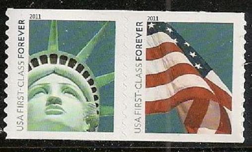 US 4488-4489 4489a Lady Liberty & Flag forever pair set (from SSP coil) MNH 2011