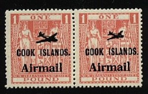 COOK IS 1966 Airmail £1 pair - different size aeroplane opts MNH...........19128