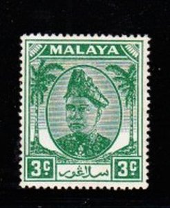 Album Treasures Malaya - Selangor Scott # 82  3c Sultan Alam Shah  Mint Hinged