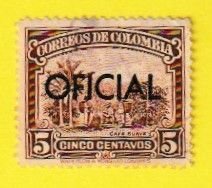 COLOMBIA SCOTT#O11 1937 5c OFFICIAL OVERPRINT - USED