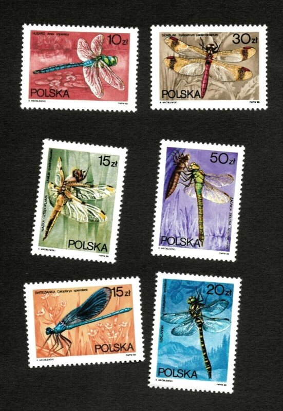 Poland 1988 - Scott# 2841-6 - Dragonflies, Insects, Bugs - Set of 6 Stamps - MNH