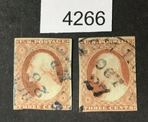 MOMEN: US STAMPS #11 OCT  C.D.S USED   LOT #4266