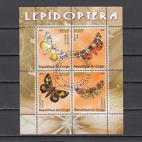 Congo Rep., 2007 issue. Butterflies sheet of 4. Canceled, C.T.O.