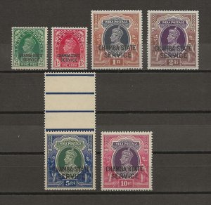 INDIAN CONVENTION STATES/CHAMBA 1938/40 SG O66/71 MNH Cat £400