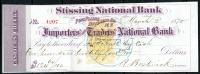 US Sc# RN-B1 Revnue Stamp Paper Stiissing National Bank 1870