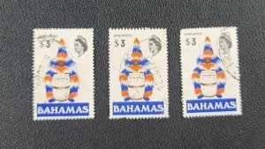 Scott #330 1971 Bahamas Stamps Stock Card W/ Three Used Light Cancels 9$ Cat Ea.
