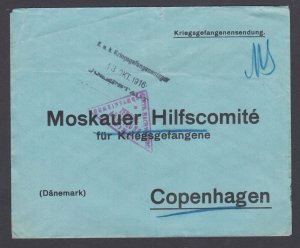 Austria, 1916 Freistadt POW Camp, Censored cover to Danish Red Cross