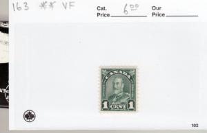 Canada 1930 #163 ** MNH VF 1 cent King George V,  Arch Leaf stamp.