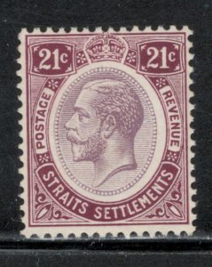 Straits Settlements 1921 King George V 21c Scott # 160 MH