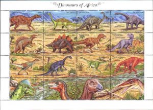 Prehistoric Animals by Tanzania MNH Sheet of 16 Sc 902