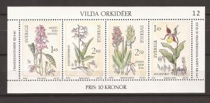 1982 Sweden -Sc 1419 -MNH VF- SS - Wild Orchids - cylinder #12