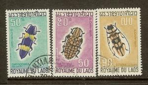 Laos, Scott #'s 171-173, Insects, Used