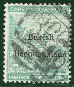 BRITISH BECHUANALAND QV Stamp SG.8 1s Green (1886) Used Cat £190 PIBLUE49