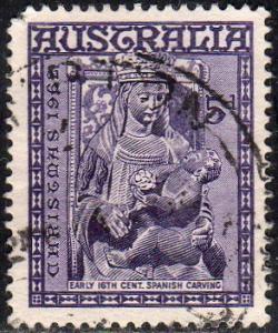 Australia 348 - Used - 5p Madonna And Child (Christmas) (1962)