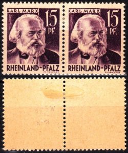 GERMANY / French Zone RHEINLAND-PFALZ 1947. Karl Marx PAIR, MLH