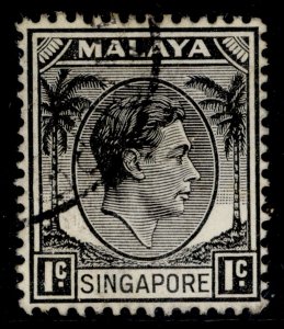 SINGAPORE GVI SG1, 1c black, FINE USED.