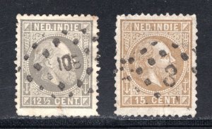 Netherlands Indies #10-11   VF, Used, King William III, CV $6.25 ..... 4220254