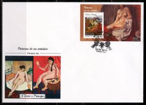 SAO TOME  2018 PAINTINGS OF NUDES  SOUVENIR SHEET I  FIRST DAY COVER