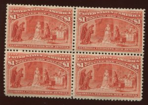 241 Columbian High Value Mint Block of 4 Stamps with PF Cert HZ30