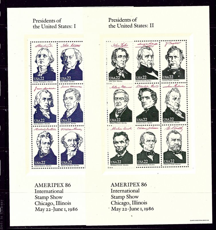 U.S. 2219-19 MNH 1986 U.S Presidents four sheets