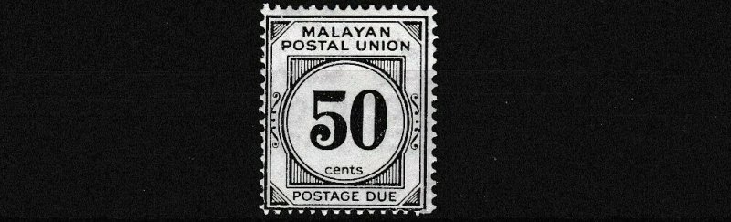 MALAYAN  POSTAL UNION  1938   S G D6  50C  BLACK    MH