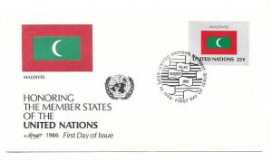 United Nations #481 Flag Series 1986, Maldives, Artmaster, FDC