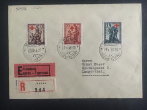 1945 Vaduz Lichtenstein First Day cover to Langenthal # B15-B17 Complete Set