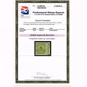 GENUINE GERMANY SCOTT #284 MINT OG NH PSE GRADED SUPERB 98 CERT