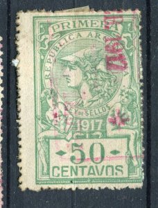 ARGENTINA; Early 1900s classic Revenue Fiscal issue fine used 50c. value