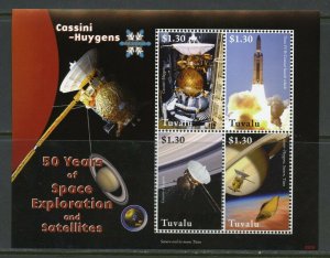 TUVALU  50 YEARS OF SPACE EXPLORATION & SATELLITES CASSINI HUYGENS SHEET MINT NH
