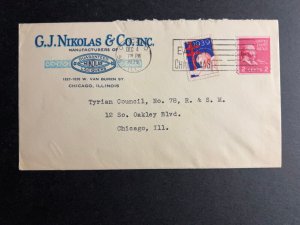 1939 USA Christmas Cover Chicago IL Local Use GJ Nikolas and Co