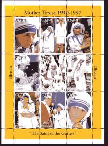Bhutan 1998 Sc#1192/1193 Mother Teresa/ Diana/Pope John Paul II Shlt (9)+1 S/S