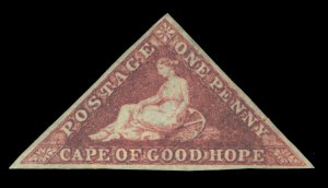 CAPE OF GOOD HOPE 1863  Triangulars  1p brown red  Scott 12b  mint MH VF