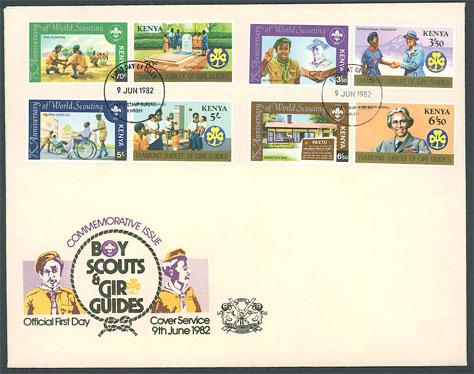KENYA SC#216-223a  75th Anniversary of World Scouting (1982) FDC