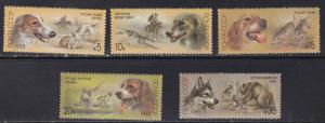 Russia # 5667-5671, Hunting Dogs, NH, 1/2 Cat..