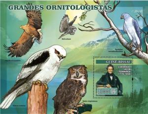 GUINEA BISSAU 2007 SHEET ORNITHOLOGISTS OWLS BIRDS OF PREY