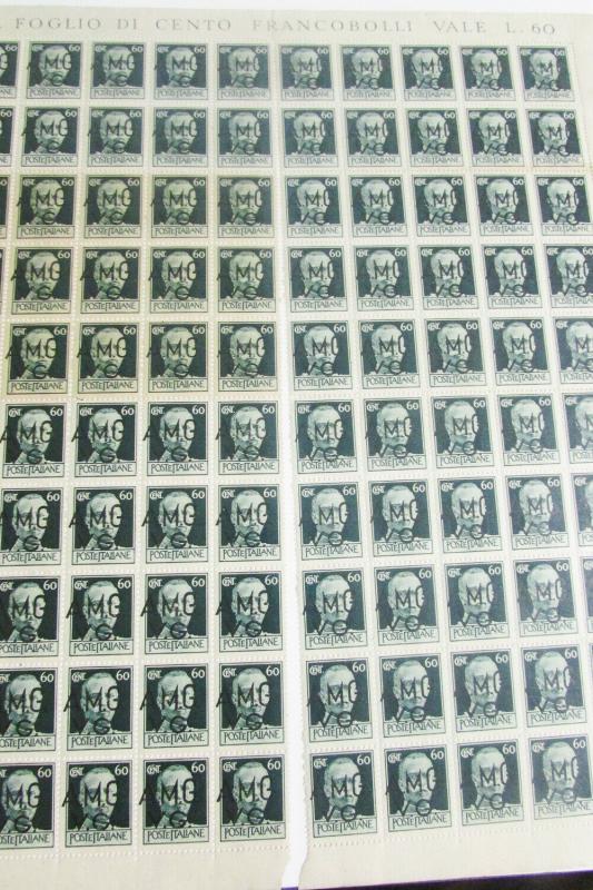 Italy Rare MNH 1943 Military Stamps Sheets & Multiples Scott Value $11,000.00