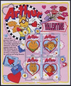 Nevis 2004, Arthur, Valentine 4v m/s, MNH