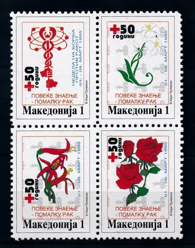 [69944] Macedonia 1995 Flora Flowers Blumen Red Cross  MNH