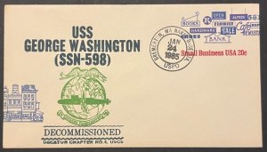 USS GEORGE WASHINGTON SSN-598 DECOMMISSIONED JAN 1985 BREMERTON WA NAVY CACHET