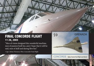 Grenada 2013 - Concorde Final Flight - Souvenir Stamp Sheet - Scott #3953 - MNH