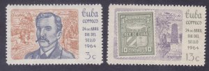 Cuba 828-29 MNH 1964 Stamp Day Vicente Mora Pera Stamp on Stamp Set VF
