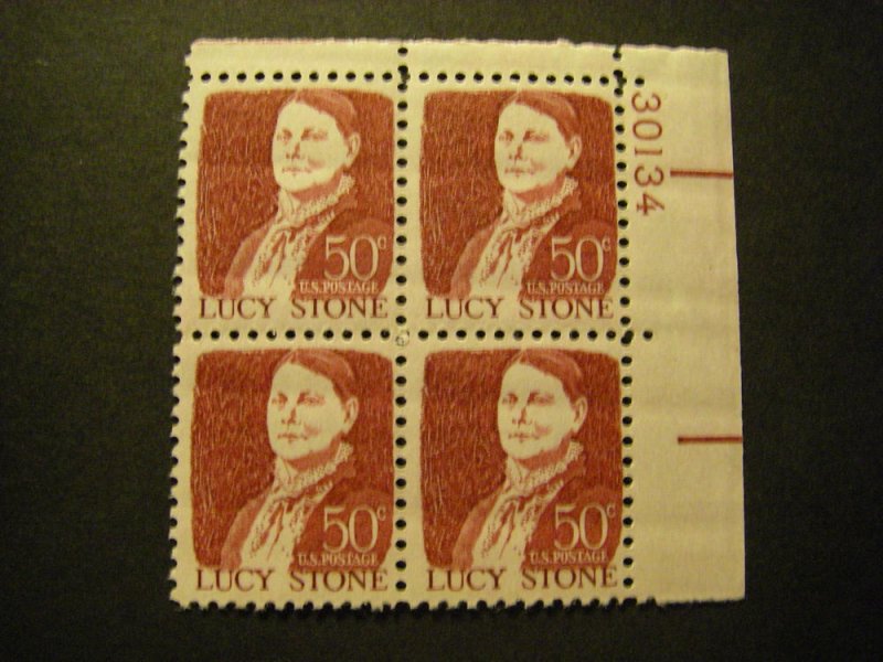 Scott 1293, 50c Lucy Stone, PB4 #30134 UR, MNH Prominent Beauty