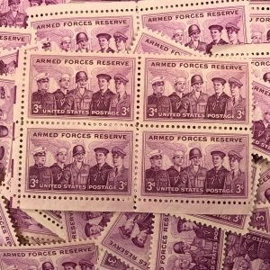 1067     Armed Forces Reserve.  3 cent 100 mint single stamps.   Issued In 1955.