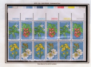 SC# 1783-86 - (15c) - Endangered Flora: MNH Plate Block/12 - UR with 6 #s