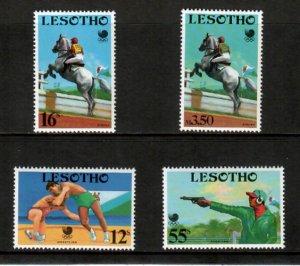 Lesotho 1988 - Olympics Horses, Wrestling - Set of 4 Stamps - Scott #670-3 - MNH